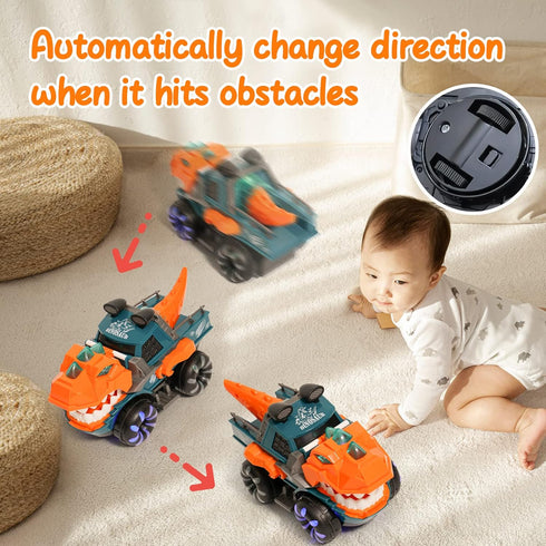 KidsMind 1-3,Battery 2 3 4 Dinosaur Monster Truck for Baby Boy Music and Light Up Toy for Toddlers Powered Dino Trucks