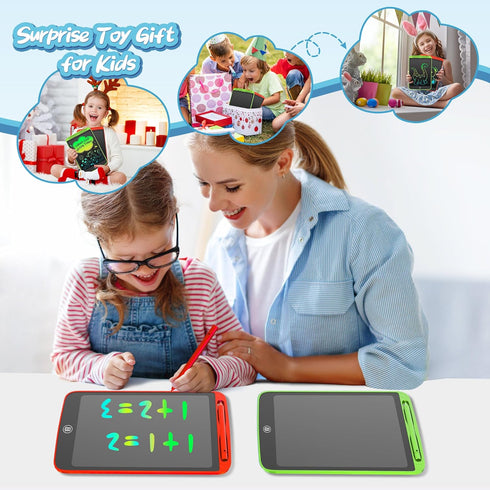 SOOOO LCD Writing Tablet for Kids, 2 Pack 10 Inch Colorful Doodle Board for Ages 3-7, Educational Sketch Pad