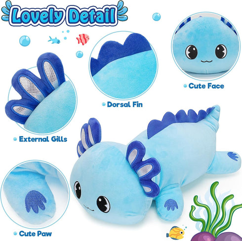 13" Officygnet Axolotl Plush, Soft Stuffed Animal Plush Toy, Cute Axolotl Plushies Pillow, Kawaii Plushies Dolls