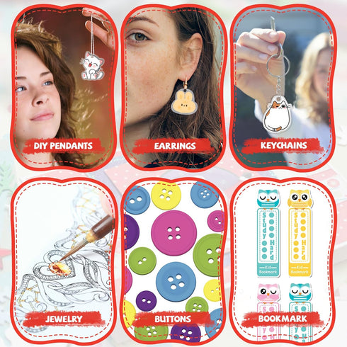 225PCS Shrinky Dink Kit, Shrink Plastic Sheets with 25PCS Shrinky Dink Paper, 100PCS Keychains for Kids Crafting