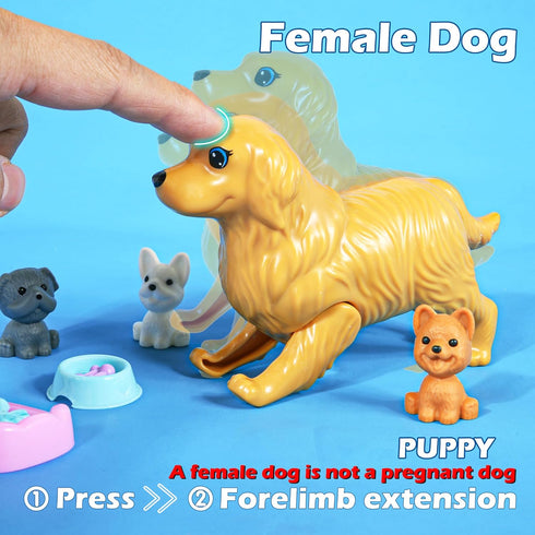 Playset 6 3 3-12 iBayda Family Dollhouse Dolls - People with Dollhouse Pets Included Pregnant Mom Dad Kids