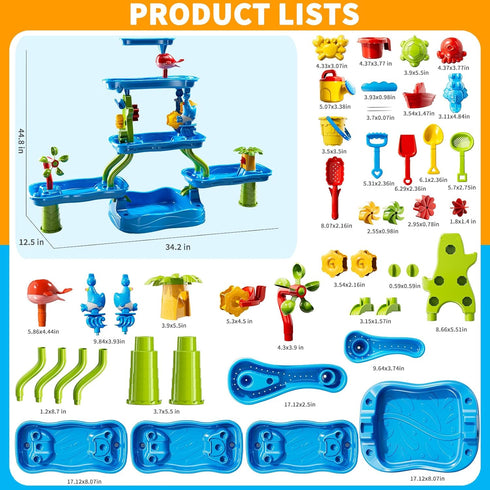 WATUDOU 3-5 4-8, 5-Tier Set, Summer Kids Water Table for Toddlers Kids Ages Water Table with Rich Activity Outdoor