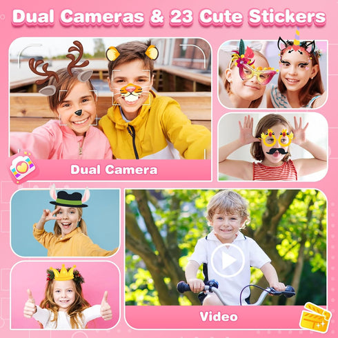 Kids Cell Phone Toys for 3-6 Year Olds Girls, Touchscreen with Dual Camera, MP3 Player, Games, Learning Toy Gifts