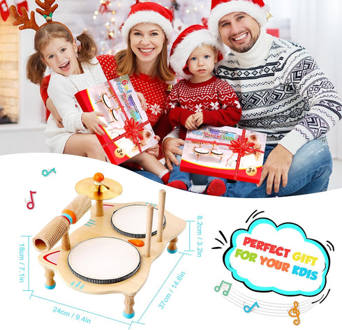 Set 6-in-1 13, Set WINGYZ Kids Drum Wooden Musical Instruments for Toddlers Montessori Baby Music with Drums, Cymbal