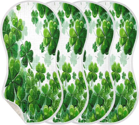 YETTASBIN St. Patrick's Day Clover Muslin Baby Burp Cloth, Super Soft Absorbent Cotton Burp Rag Baby Bibs Feeding Cloth