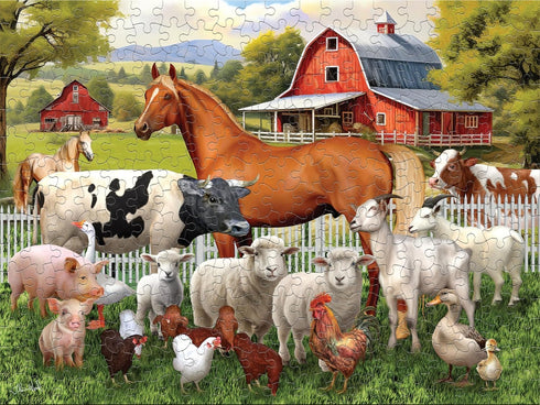 300 Ceaco - Tom Wood - Farm Animal Friends - Oversized Piece Jigsaw Puzzle