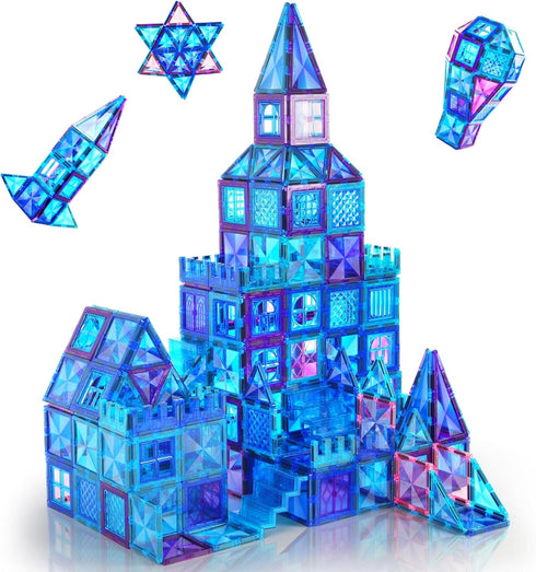 AFUNX Magnetic Tiles, 116PCS Magnet Building Blocks, 3D Diamond Magnetic Blocks, Construction