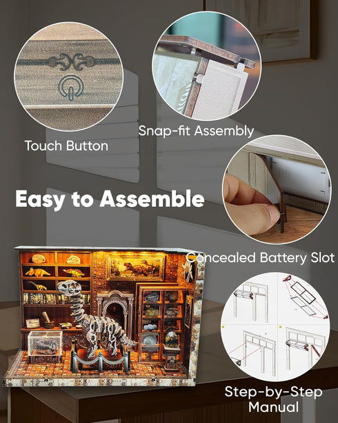 DIY Miniature House Kit Mini House Book Nook Kit Bookend Bookcase Craft Bookshelf Home Decor with LED Light Christmas