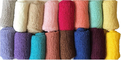 Matissa Newborn Baby Photography Prop Swaddle Cheesecloth Knit Crochet Wrap (Blue) - 16 Colors Available