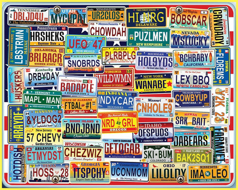 White Mountain Puzzles - Vanity Plates 1000 Piece Jigsaw Puzzle