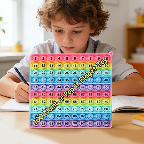 LZDEMI operations1-100 Math Number Learning Pop Fidget Toy, Rainbow Colors, Large Square Math Educational Sensory Game