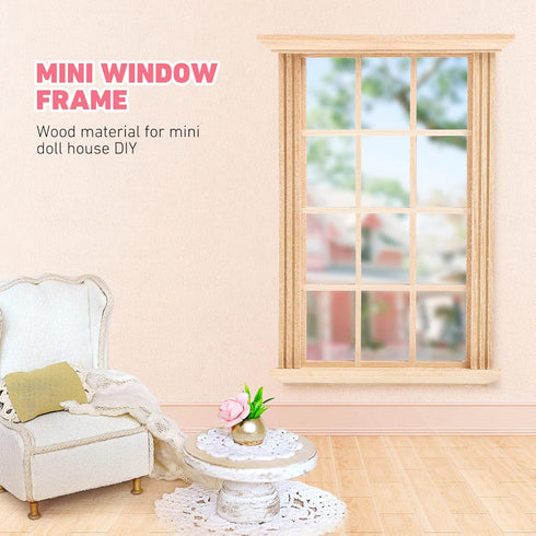 2 Pcs Mini Furniture Doll House Miniature Window Frame Model Decoration