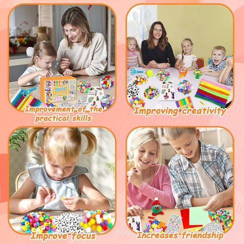 2000 All-in-1 Set 4-6, 6-8, 8-12, BNUZEIYI PCS Arts and Crafts Supplies for Kids Craft Kit with Pipe Cleaners Craft Box