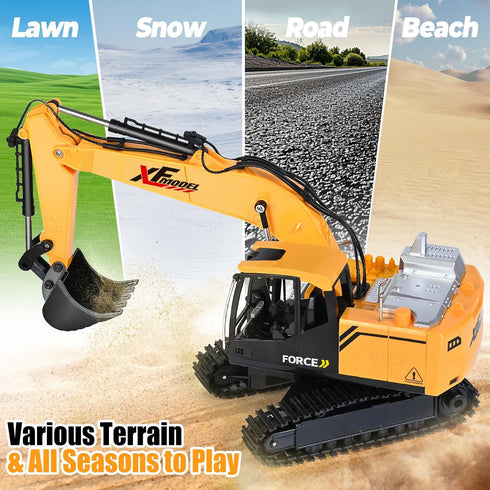 13 3-5 4-7 8-12 2.4Ghz Shemira Remote Control Excavator, Channel RC Excavator Toy for Boys Year Old, RC Construction