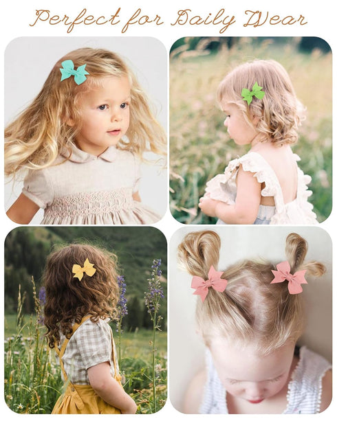 doboi 80PCS Baby Girls Fully Lined Grosgrain Mini Hair Bows Clips, Set of 40 Pairs