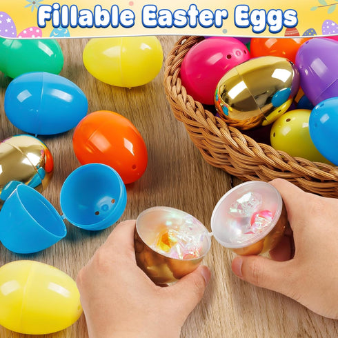 3.15'' 36 6 V-Opitos Big Fillable Plastic Eggs, PCS Bulk Empty Easter Eggs in Colors for Egg Hunt, Surprise Eggs