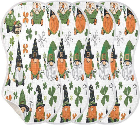 YETTASBIN St. Patrick's Day Gnome Muslin Baby Burp Cloth, Super Soft Absorbent Cotton Burp Rag Baby Bibs Feeding Cloth