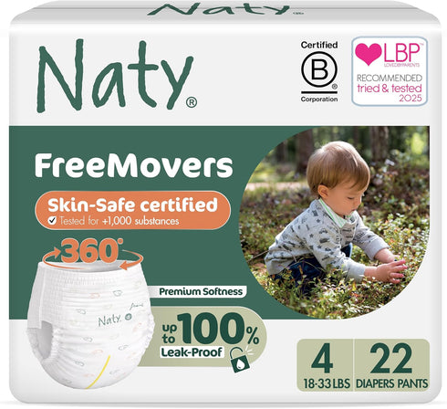 Naty FreeMovers Pull Up Training Pants for Sensitive Skin | Hypoallergenic Potty