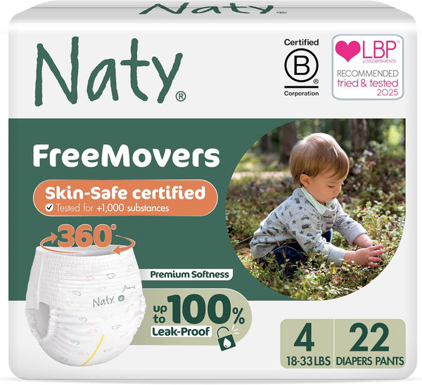 Naty FreeMovers Pull Up Training Pants for Sensitive Skin | Hypoallergenic Potty