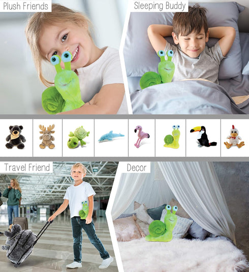 DolliBu Green Snail Plush - 7 Inch Realistic Stuffed Animal Snail Toy for Kids and Adults