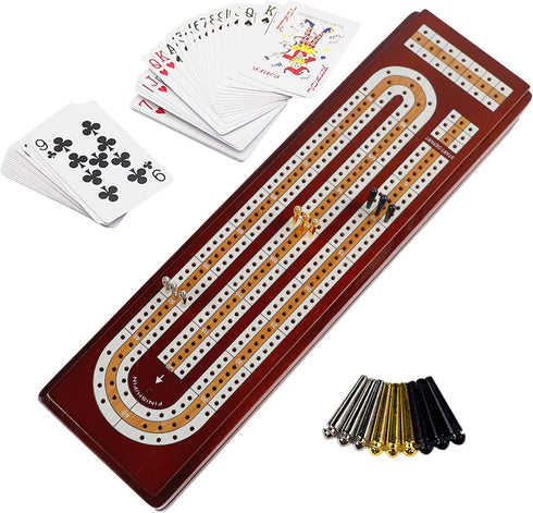 Set, 3 9 2 Sets Juegoal Upgrade Wood Cribbage Board Game Solid Wooden Continuous Track Board with Larger Storage Area