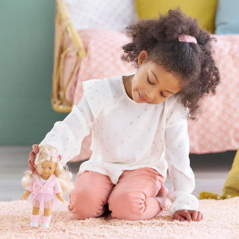 Corolle Mini Corolline Rosy Ballerina Gift Set, 8" Doll with 3 Accessories - Tiara, Ballet Sweater, Leg Warmers