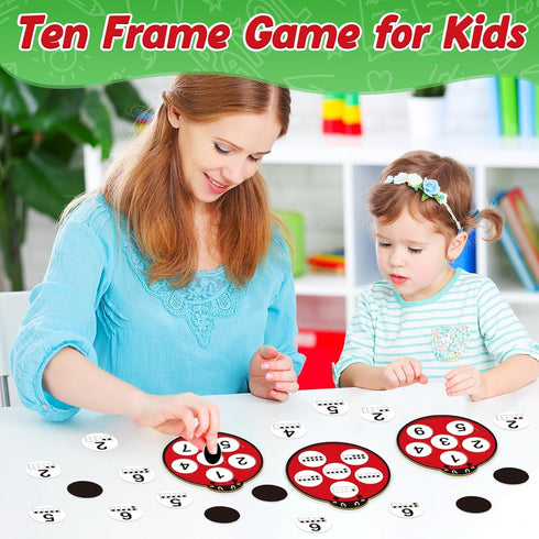 Number Bingo Games for Kids Toddlers - Ten Frame Set, Math Manipulative, Addition & Subtraction Flash Cards