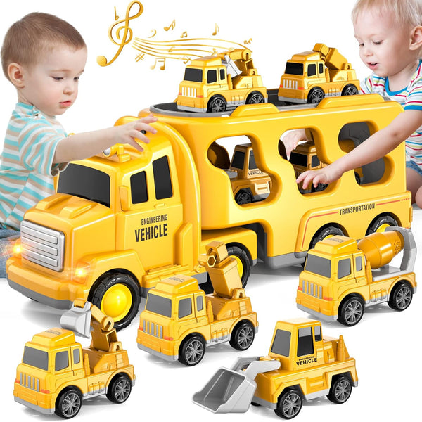 Bennol 5 in 1 Toddler Boy Toys for 1-5 Year Olds, Construction Car Truck Toys for Boys Ages 1-3, 3-5 Birthday Gifts