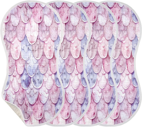 YETTASBIN Mermaid Scale Muslin Baby Burp Cloth, Super Soft Absorbent Cotton Burp Rag Baby Bibs Feeding Cloth