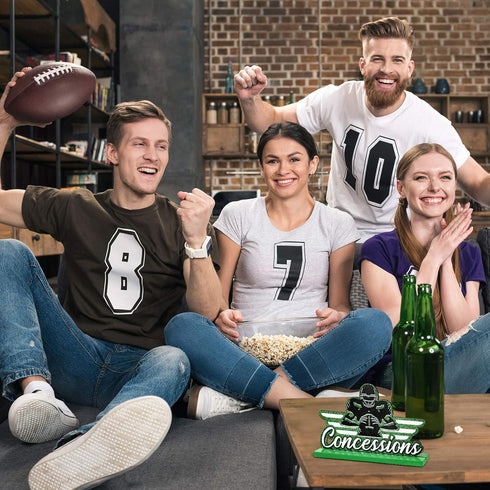 Jetec 3 Pcs Wooden Football Table Decoration Centerpieces, Soccer Rugby Sign Ornaments for Sport Birthday Party Table