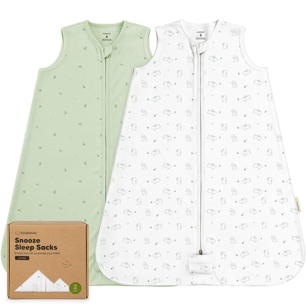 2-Pack Baby Sleep Sacks, Zipper Wearable Blanket - 0.5TOG Organic Cotton, Lightweight,Soft