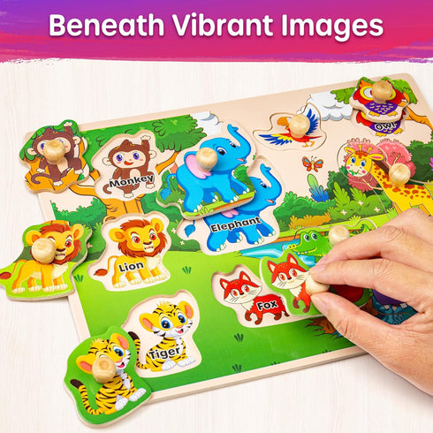 1-3, 6XSET 2-4 2 3 SYNARRY Wooden Puzzles for Toddlers Puzzles for Toddlers with Rack, Learning Alphabet Number Animal