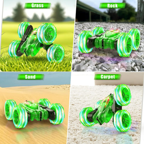 360 4WD 5-7 8-12 Remote Control Car-Rechargeable Fast Direct Charging RC Cars For Kids with Colorful Light,Double-Sided