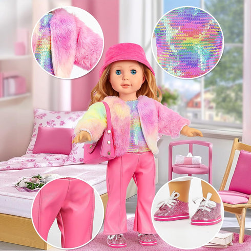 18 inch Set(No WONDOLL American Doll Clothes and Accessories Girl-Travel Suitcase Luggage, Clothes and Shoes, Bag