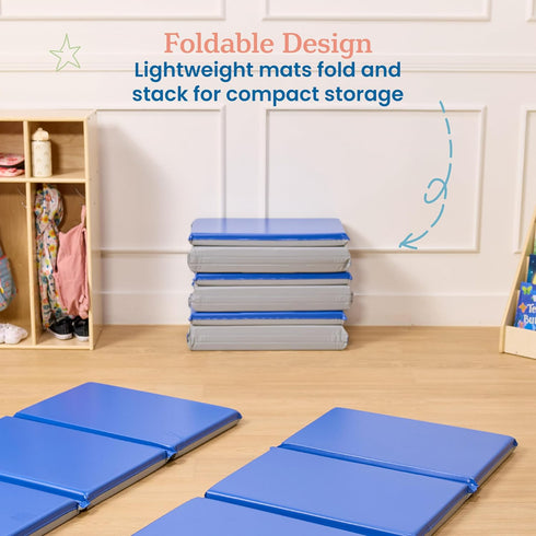ECR4Kids-ELR-0883 3-Fold 2" Everyday Daycare Rest Mat, Folding Rest Mat, Sanitary Design, Low Maintenance, Certified