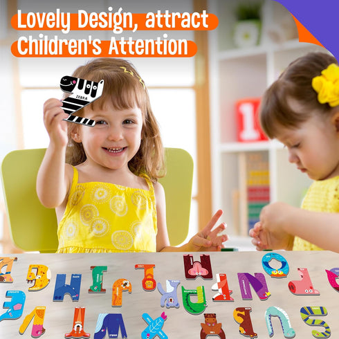 Magnetic Uppercase Letters, 26 Pieces Educational Letter Magnets for Kids Learning Tool
