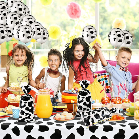 2 Pcs Cow Print Tablecloth - 87 x 51 Inches Plastic Table Cover for Farm Animal Birthday Party Supplies