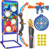 KKONES Kids Bow and Arrow Set, 2 in 1 Shooting Game Toy with LED Light Up Archery Toy Set, Bow & Air Gun, Foam Balls,