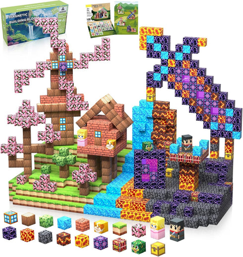 Magnetic Blocks, 100PCS Magnetic Tiles Building Blocks, Magnet Cubes STEM Sensory Game