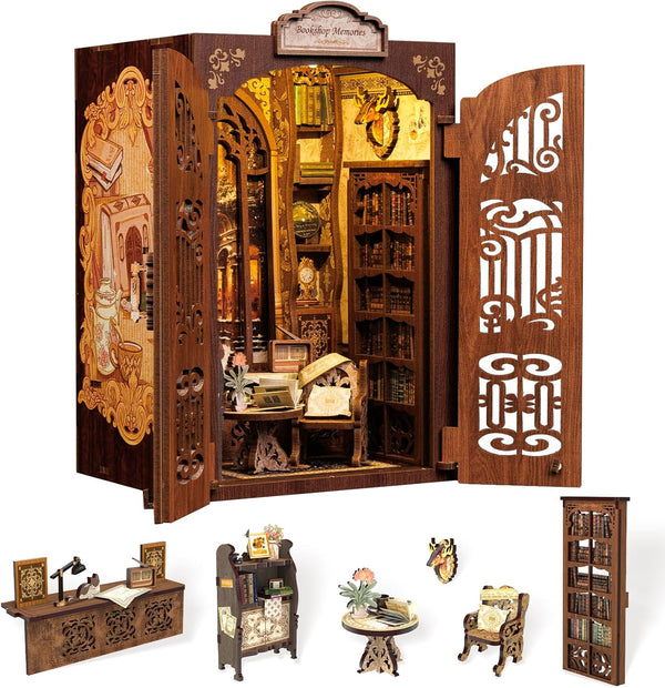 Cutefun Book Nook Kit, Dollhouse Miniature Kit for Bookshelf Insert Decor Crafts for Adults, Halloween