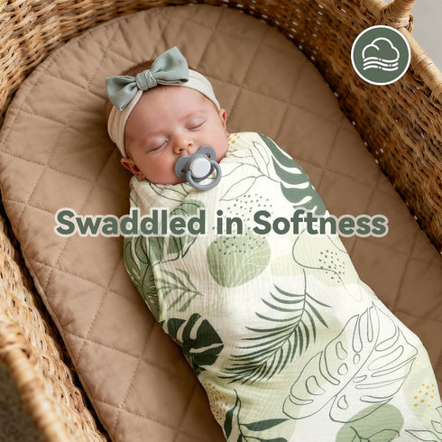 Generic 3 Pack Inches 38 40 Muslin Swaddle Blankets, Baby Receiving Blanket for Boys Girls, x Green Baby Essentials