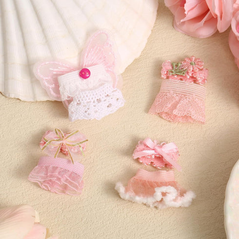 Goktvai 4 Sets 3in Angel Doll Clothes, Toy Collector Costume with Tops & Skirts for Display and Decoration ( Pink)