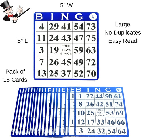 MR CHIPS Bingo Game - 18 Bingo Cards, 300 Bingo Chips, and Calling Cards for Fun Family Bingo Games