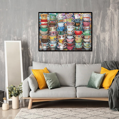 PPuzzling 1000 Teacups Puzzle for Adults Pieces, Colorful Tea Time Jigsaw Puzzles Features Classical Coffee Tea Cups