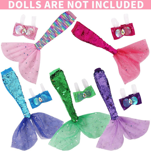 UNICORN ELEMENT 5 Pcs 11.5 Inch Girl Doll Mermaid Tail Clothes and Doll Accessories Mermaid Tail Summer Dress Swimsuit Bikini for 11.5 Inch Girl Doll(NO DOLL