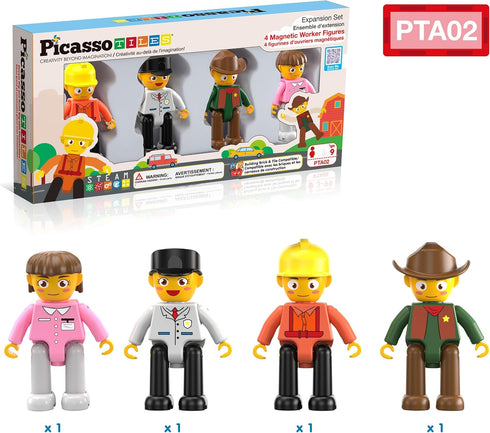 PicassoTiles Profession Character Action Figures, Toddler Toy Set, Pretend Play Magnet Expansion Pack