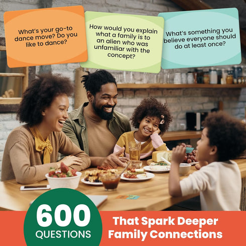 600 2.5" 1.75" Prompta Conversation Cards for Families Fun Family Game for Kids and Adults During Game Night, Family