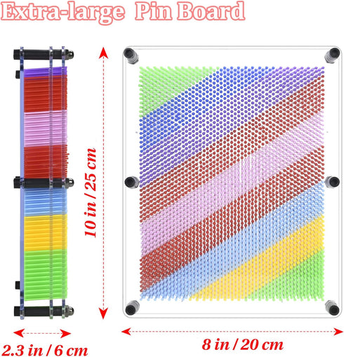 Extra Large 3D Pin Art Toy Board Game for Ages 5-7, Rainbow Sensory Toys for Kids with Autism, Fidget Toys Gifts for Autistic Boys Girls, 8x10 in