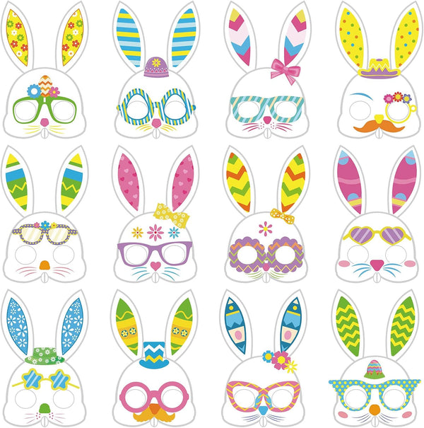 24 Packs Easter Bunny Mask Craft Kits for Kids Easter Crafts and