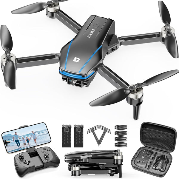 PLEGBLE Drone with Camera 4K for Kids Adults, Brushless Motor Mini Foldable RC